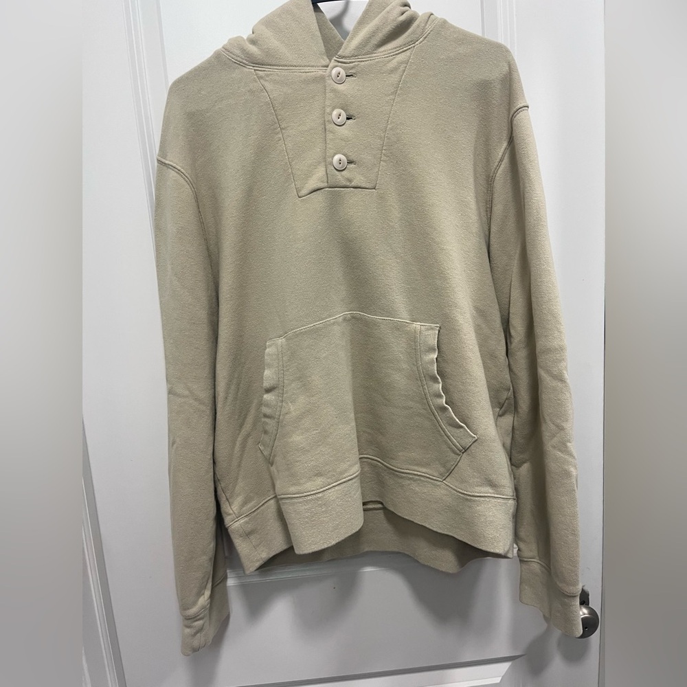 MADEWeLL Hooded Sweatshirt With Buttons Light Tan Men’s Medium, Women’s Large